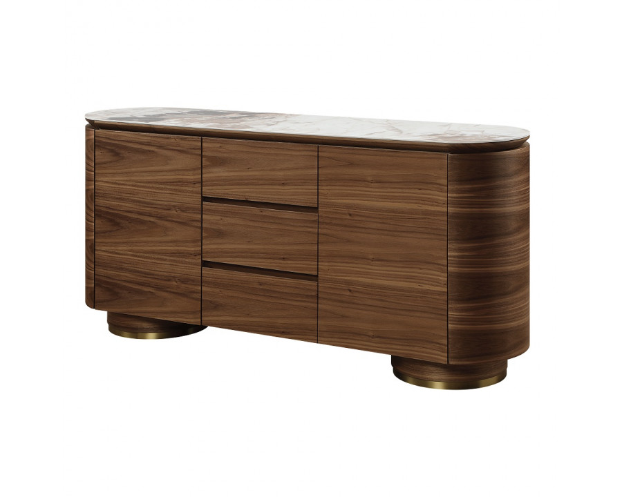 ACME - Willene Server with Ceramic Top in Ceramic Top/Walnut