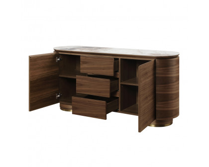 ACME - Willene Server with Ceramic Top in Ceramic Top/Walnut