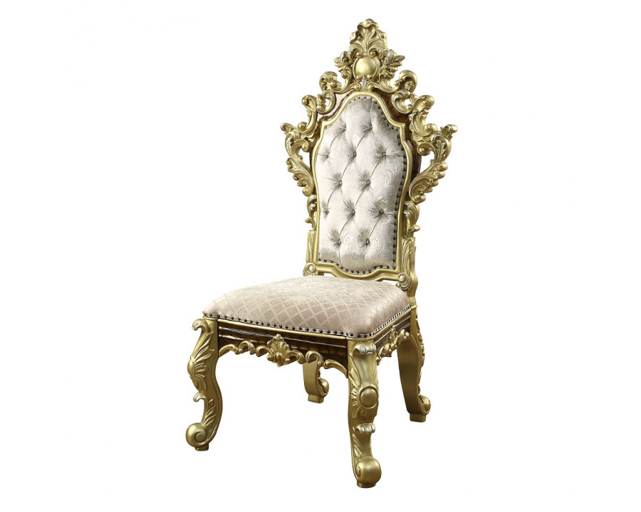 ACME - Desiderius Side Chair (Set of 2) in Antique Gold/Hand-Painted Brown