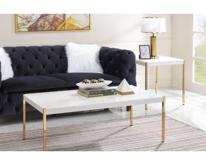 ACME - Otrac Coffee Table in White/Gold