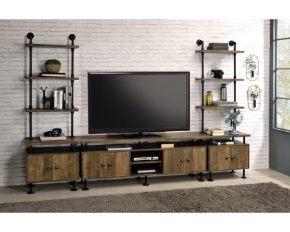 ACME - Ensata II TV Stand Side Pier in Rustic Oak/Black