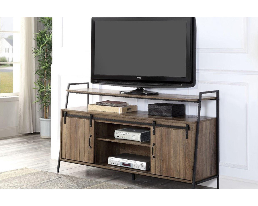 ACME - Rashawn TV Stand in Rustic Oak/Black