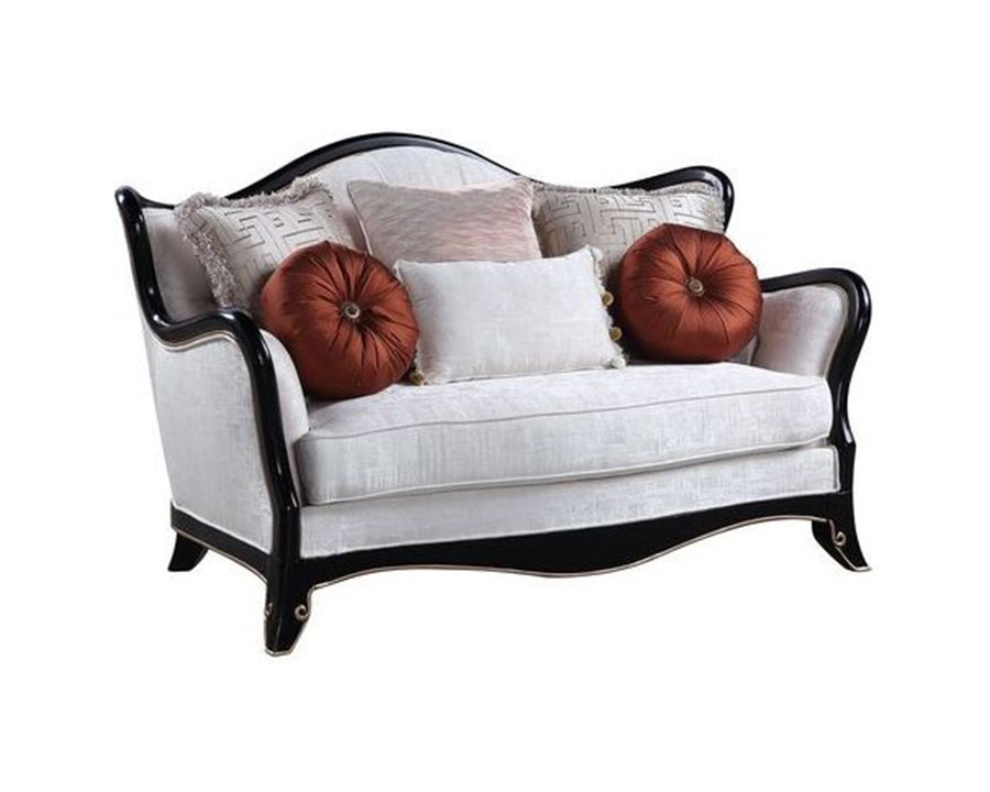 ACME - Nurmive Loveseat with 6 Pillows in Beige