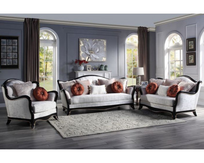 ACME - Nurmive Loveseat with 6 Pillows in Beige