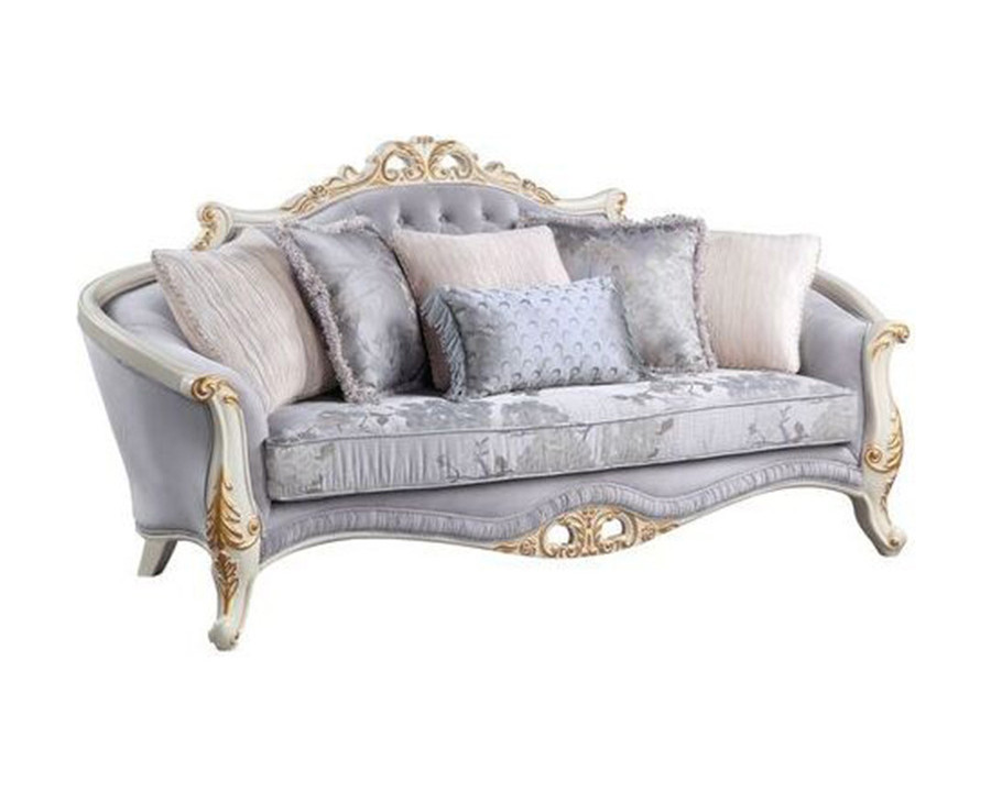 ACME - Galelvith Sofa with 6 Pillows in Gray