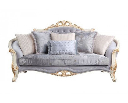 ACME - Galelvith Sofa with 6 Pillows in Gray