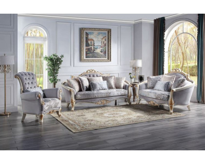 ACME - Galelvith Sofa with 6 Pillows in Gray