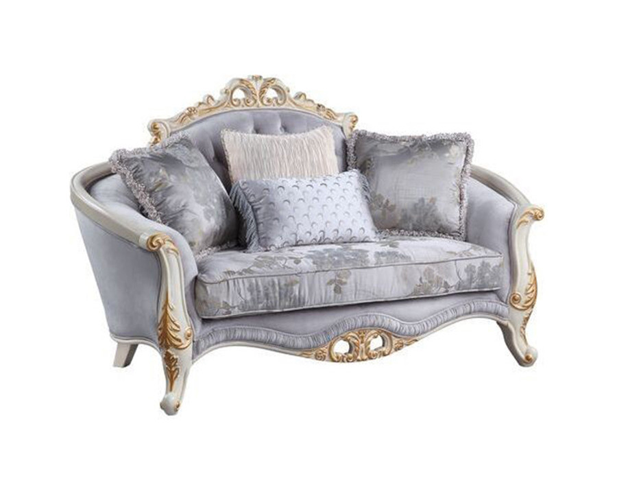 ACME - Galelvith Loveseat with 4 Pillows in Gray