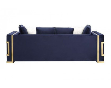 ACME - Virrux Sofa with 6 Pillows in Blue/Gold