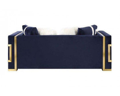 ACME - Virrux Loveseat with 4 Pillows in Blue/Gold