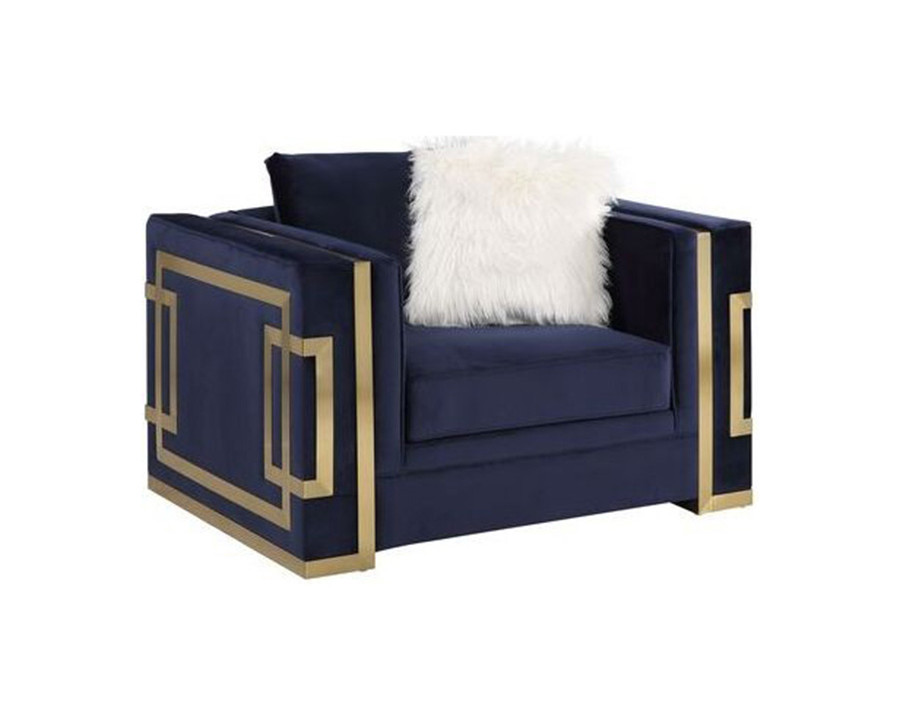 ACME - Virrux Chair with 2 Pillows in Blue/Gold