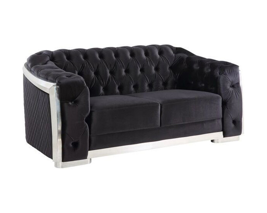 ACME - Pyroden Loveseat in Black/Chrome