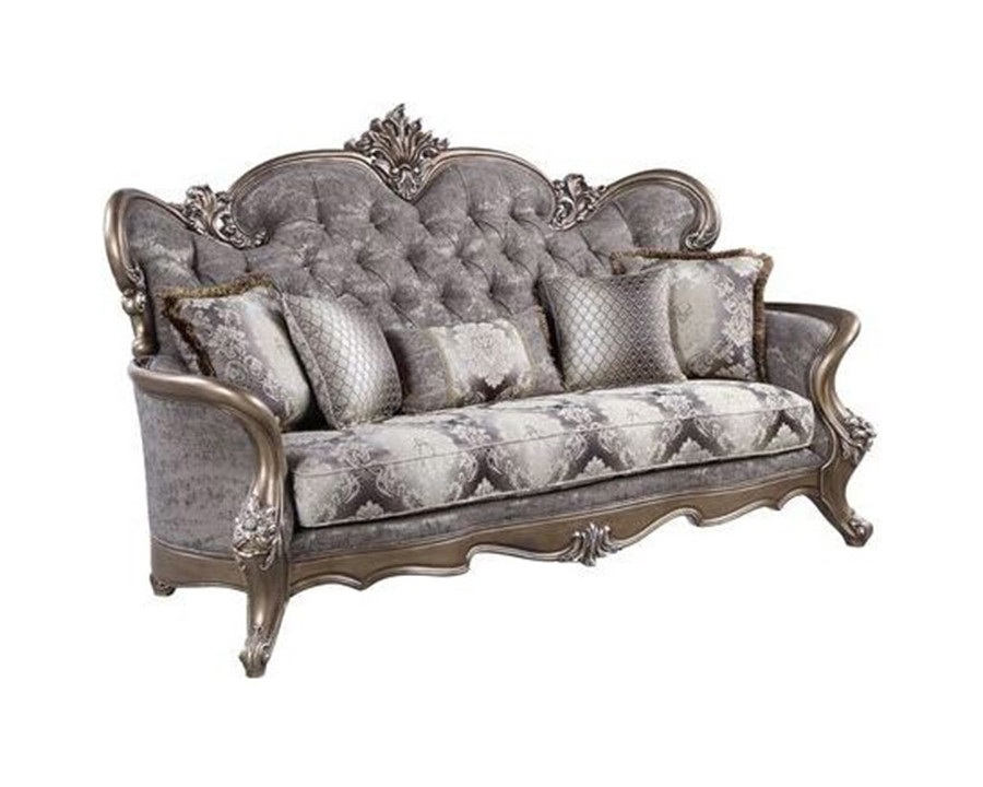 ACME - Elozzol Sofa with 5 Pillows in Antique Bronze