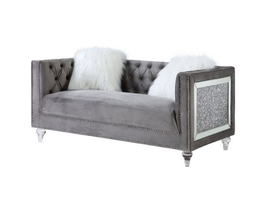 ACME Heibero II Loveseat with 2 Pillows - Gray