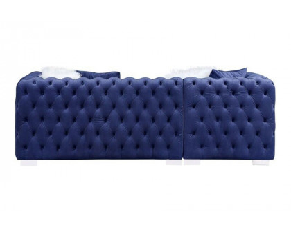 ACME Syxtyx Sectional Sofa with 4 Pillows - Blue Velvet