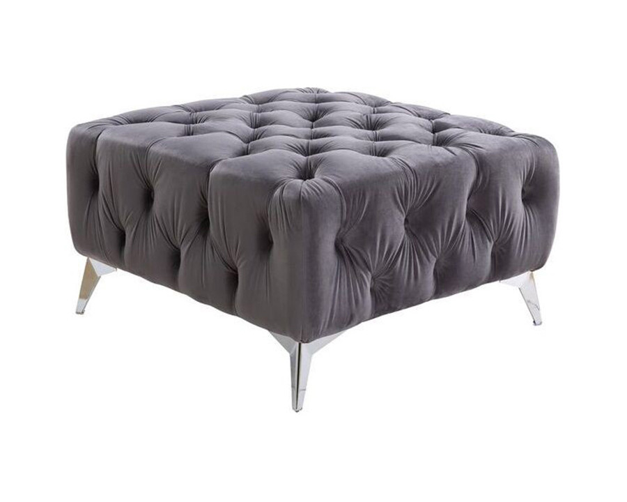 ACME - Wugtyx Ottoman in Dark GrayVelvet