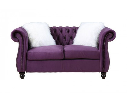 ACME - Thotton Loveseat with 2 Pillows in Purple