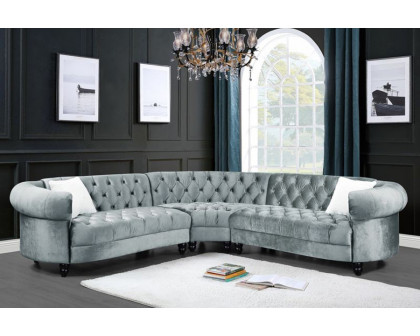 ACME - Qulan Sectional Sofa with 2 Pillows in Light Blue