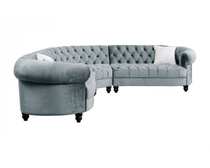 ACME - Qulan Sectional Sofa with 2 Pillows in Light Blue