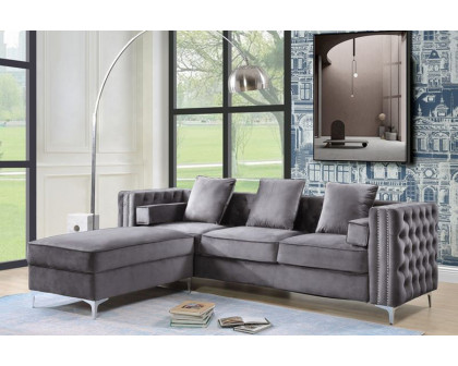 ACME Bovasis Sofa with 5 Pillows - Gray Velvet