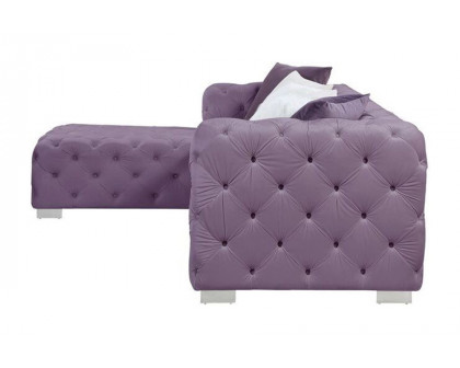 ACME Qokmis Sectional Sofa with 6 Pillows - Purple Velvet