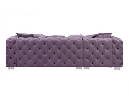 ACME Qokmis Sectional Sofa with 6 Pillows - Purple Velvet