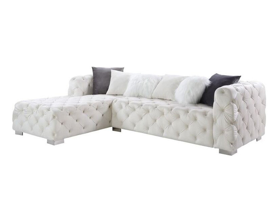 ACME - Qokmis Sectional Sofa with 6 Pillows