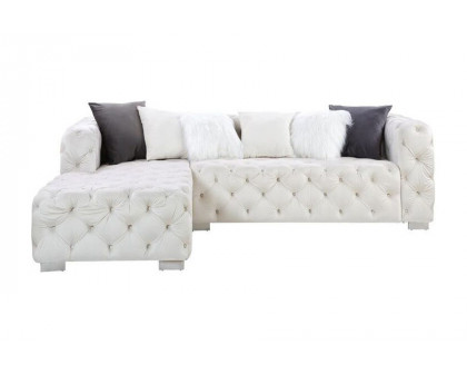 ACME - Qokmis Sectional Sofa with 6 Pillows