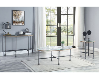 ACME - Brantley End Table in Clear Glass/Sandy Gray