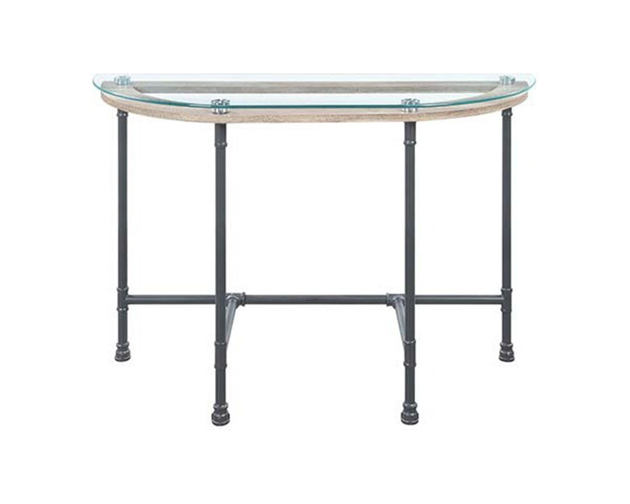 ACME - Brantley Sofa Table in Clear Glass/Sandy Gray