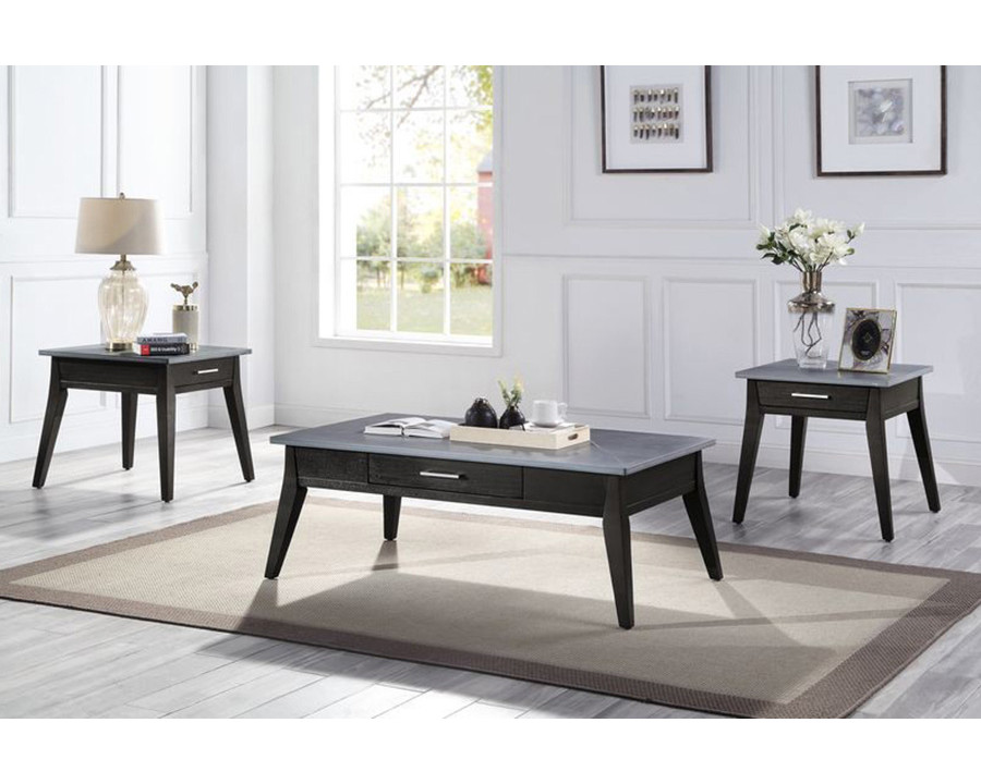 ACME - Zemocryss Coffee Table in Sintered Stone Top/Dark Brown