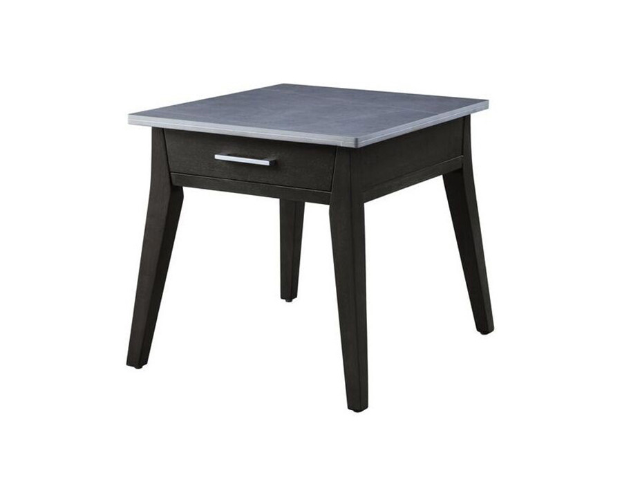 ACME - Zemocryss End Table in Sintered Stone Top/Dark Brown