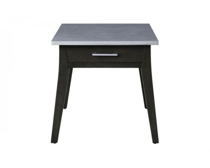 ACME - Zemocryss End Table in Sintered Stone Top/Dark Brown