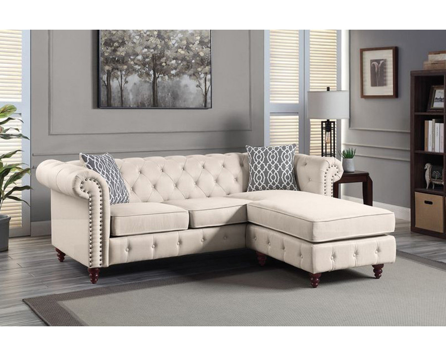 ACME Waldina Reversible Sectional Sofa - Beige Fabric