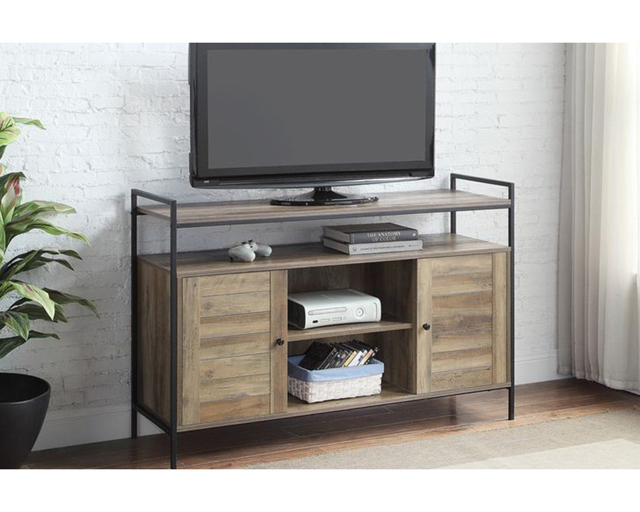 ACME - Baina TV Stand in Rustic Oak/Black