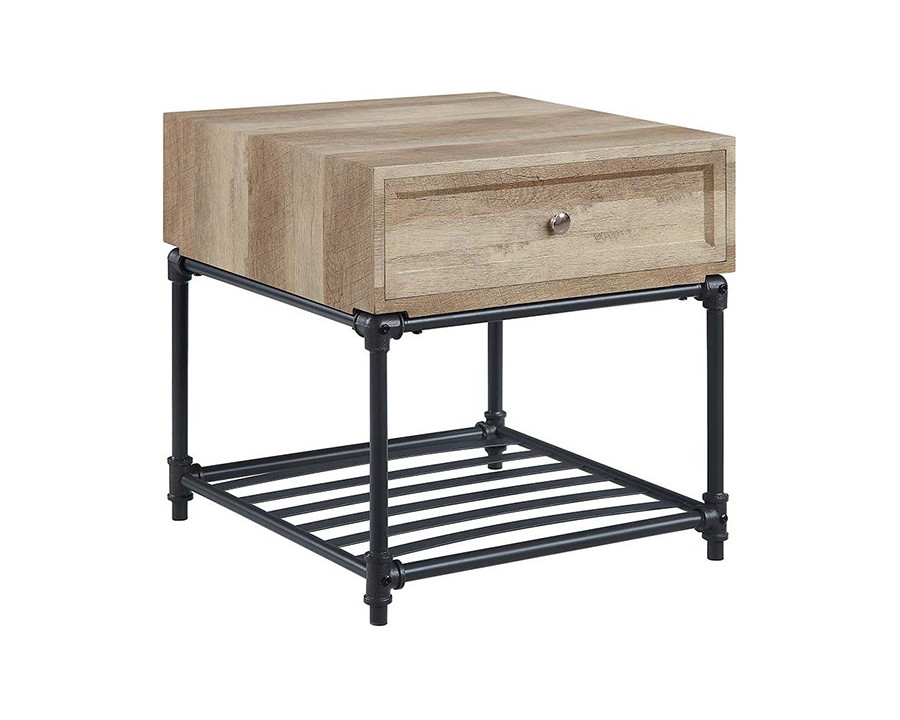 ACME - Brantley II End Table in Oak/Sandy Black