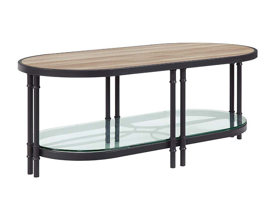 ACME - Brantley Coffee Table in Oak/Sandy Black