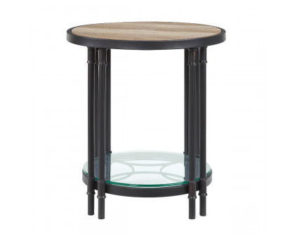 ACME - Brantley End Table in Oak/Sandy Black