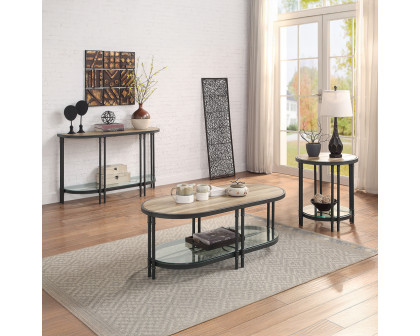 ACME - Brantley End Table in Oak/Sandy Black