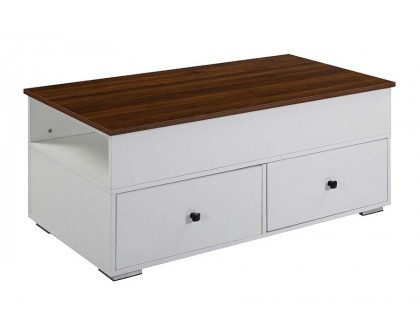 ACME - Raeden Coffee Table with Lift Top in White/Walnut