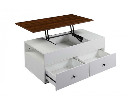 ACME - Raeden Coffee Table with Lift Top in White/Walnut