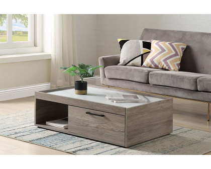 ACME - Walden Coffee Table in Faux Marble Top/Gray Oak