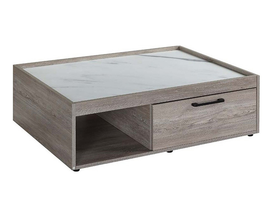 ACME - Walden Coffee Table in Faux Marble Top/Gray Oak