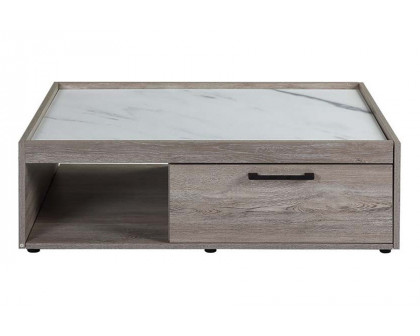 ACME - Walden Coffee Table in Faux Marble Top/Gray Oak