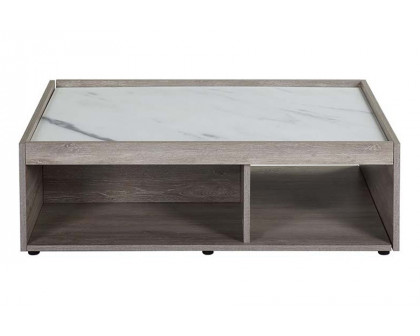 ACME - Walden Coffee Table in Faux Marble Top/Gray Oak