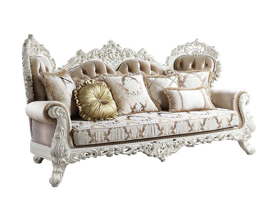 ACME - Vanaheim Sofa with 7 Pillows in Antique White