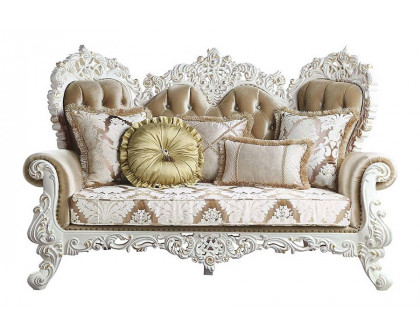 ACME - Vanaheim Loveseat with 5 Pillows in Antique White