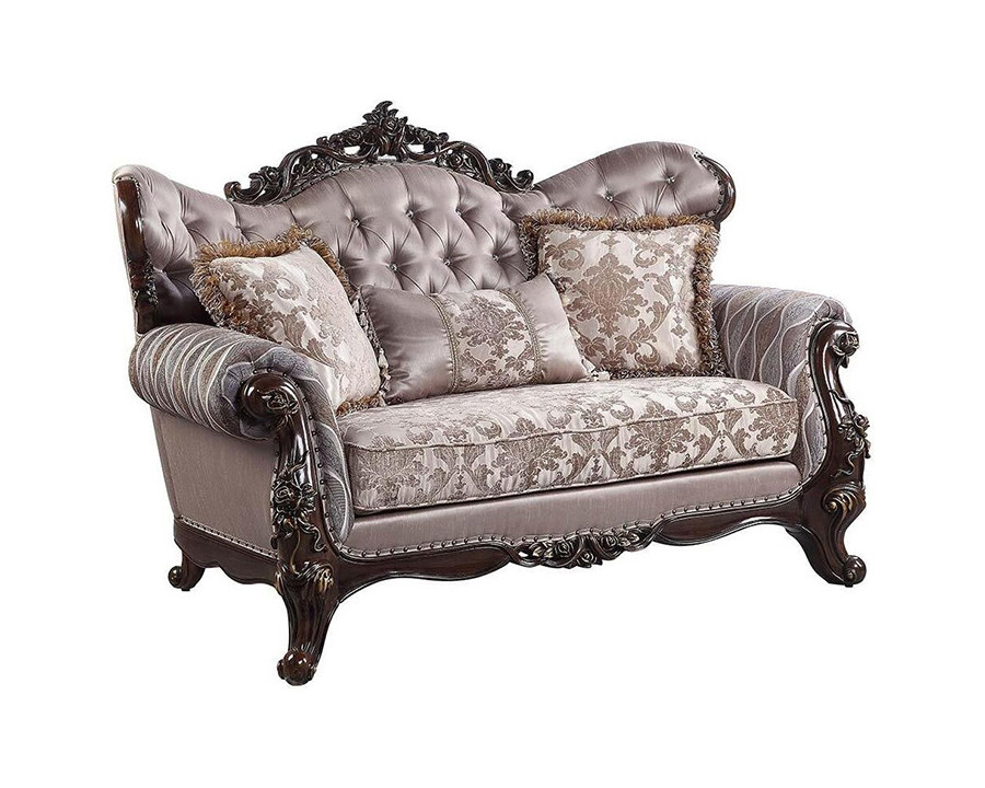 ACME - Benbek Loveseat with 3 Pillows in Antique Oak