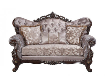 ACME - Benbek Loveseat with 3 Pillows in Antique Oak