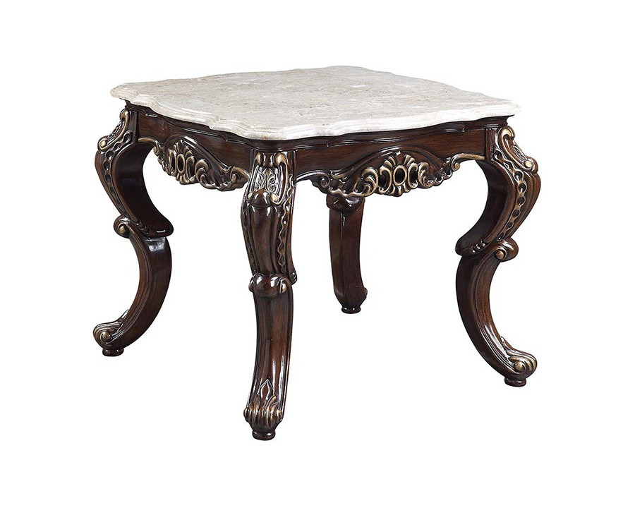 ACME - Benbek End Table in Marble/Antique Oak